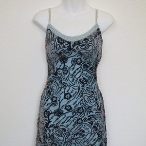 $128 FREE PEOPLE suede flower A LINE DRESS Boho Spaghuetti Strap - Size 4 - NWT